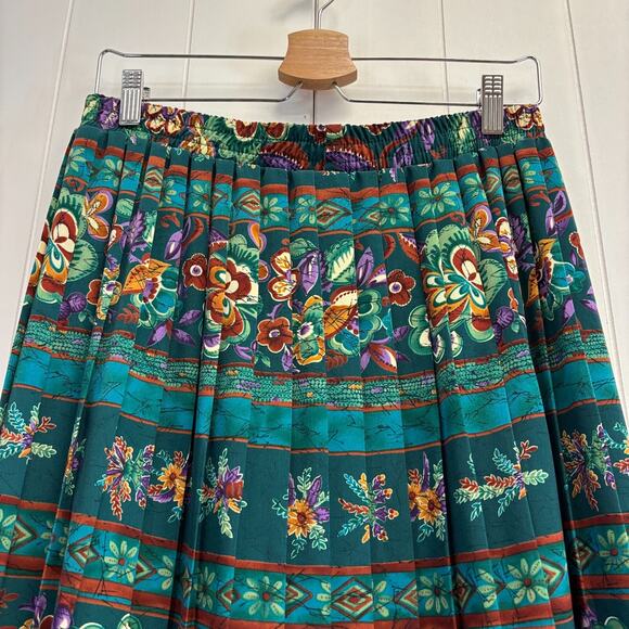 Vintage GW Graff Women's Classic Floral Secretary Pleated Skirt Size 12 Artsy - Picture 2 of 10